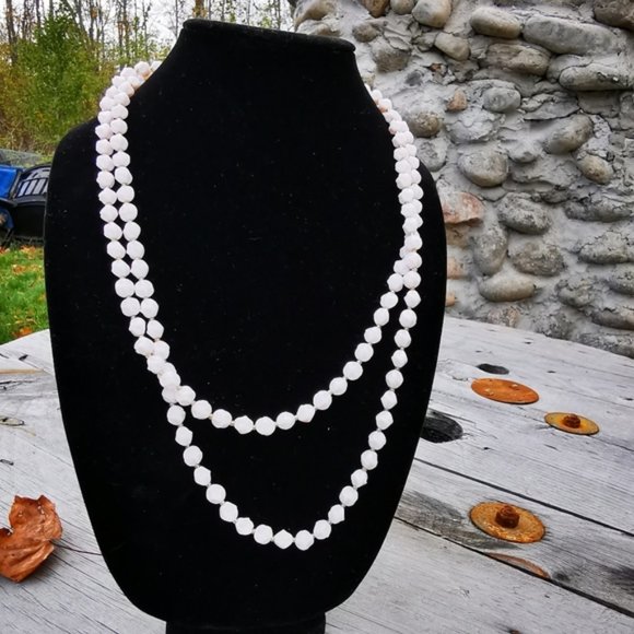 Vintage W. Germany Pale Pink Stone Beaded Necklace - Picture 1 of 13